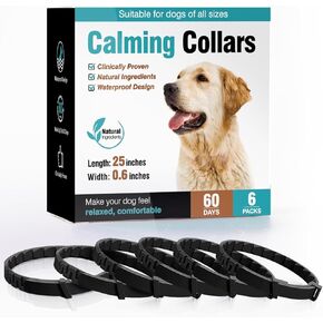 Calming Collar for Dogs 6 Packs Dog Calming Pheromones Collar Separation Anxiety and Stress Relief Anti Anxiety 60 Days Calm Pheromone Collars for Small Medium Large Dogs 25 Inch Adjustable Waterproof