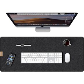 Large Felt Desk Mat,Anti-Slip Rubber Particles Resistant Mouse Pad,Office Desk Protector with Anti-Slip Base,Desk Pad, Extended Mouse Mat,for Home and Offic (Grey, 31.4x15.7inch)