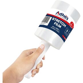 ADHES Handheld Stretch Film, 100mm x 150m, Heavy Duty Plastic Wrap for Packaging, Moving, and Storage