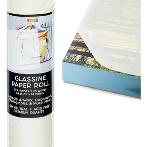 Glassine Paper Roll for Artwork, Transparent Paper Protection for Drawings, Crafts, Documents, Photos, Projects, and Baked Goods, Classroom Supplies (17.5 Inches x 25 Yards)