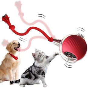 2025 New Interactive Cat Toys Balls, Motion Activate Fast Rolling on Carpet Toys, Interactive Dog Smart Ball Toy, Interactive Cat Ball Toy, Interactive Self Moving Balls Toys (Red)