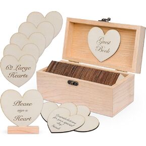 Wedding Guest Book Alternative with Sign - Guest Book Wedding Reception - Sign in Guest Book Alternatives - Rustic Wedding Decorations - Wedding Book - 98 Large Hearts & 2 Hearts Signs - Rustic