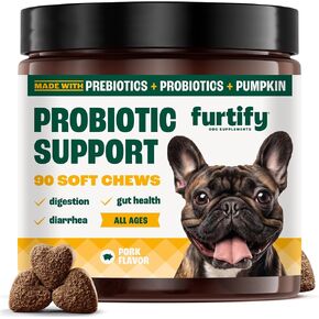 البروبيوتيك للكلاب مع prebiotics ، الألياف ، جذر الهندباء والقرع I 8-سلسلة ما قبل و probiotic الكلب مضغ | البروبيوتيك للكلاب لصحة الجهاز الهضمي ، ودعم الأمعاء ، والإسهال والزهور الأمعاء ، 90 العد