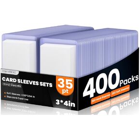 200 PCS Card Sleeves Toploads للبطاقات ، و 3 "× 4" واقيات من بطاقات البيسبول ، وأكمام تداول الأكمام من البلاستيك الصلب للبيسبول ، وبطاقات كرة القدم (100 أكمام صلبة + 100 غلاف ناعم)
