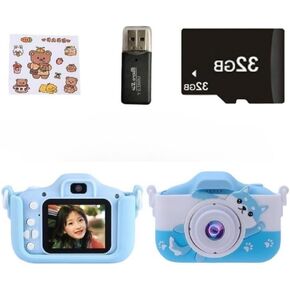 Kids Camera - Kids high-Definition Digital Camera, 32G Memory Card+Card Reader+Silicone case. Kids Aged 3-10 Using Portable Electronic Toys (Green, Panda)