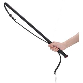 Dog Whip, Black 95 cm Dog Training Whip Agitation Whip with Handle, Outdoor Pet Exercise Training Tool for Medium Large Dogs(Handle Length 53cm, Band Length 95cm)