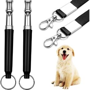 2PCS Dog Whistle,Dog Whistle to Stop Barking Neighbors Dog with Lanyard, Adjustable Ultrasonic Silent Dog Whistle,Professional Recall Dog Training Whistles to Stop Barking (Black)