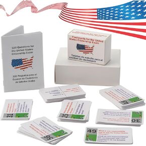 US Civic Test Flash Card 2025-100 USCIS Citizenship Flash Card (Questions & Answers) Bilingual Spanish English Naturalization Study Guide US Civics Test Flash Cards Bilingual Booklet Combo Set