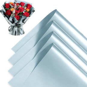 Buperor 20 Sheets Flower Bouquet Wrapping Paper, 22.5 x 22.5 inch Folding Package Floral Wrapping Paper for Wedding Birthday Valentine's Day Gift DIY Bouquets Gold Trim Black
