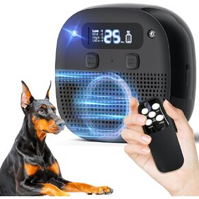 Anti Barking Device for Dogs with Ultrasonic & Sensor Technology, Rechargeable, Waterproof, 60ft Remote Control, Adjustable Modes & Frequencies, Dog Bark Deterrent Devices for Indoor Outdoor (Black)