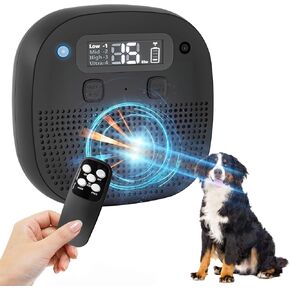 Tetra Ultrasonic Dog Bark Deterrent Devices, Rechargeable Anti Barking Device for Dogs with Sensor & 60ft Remote Control, Adjustable Bark Stopper Indoor Outdoor