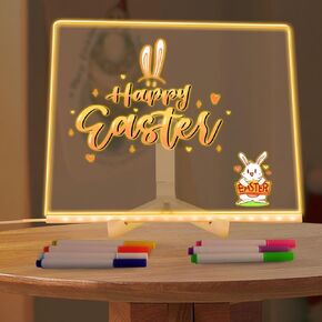 Easter Gifts for Kids - LED Light Up Writing Board with 7 Color Pens, Adjustable Stand - Creative Drawing Board for Easter Decor(7.87" x 7.87")