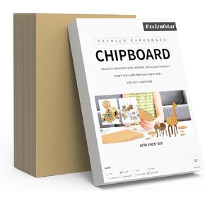 Chipboard Sheets 8.5" x 11" - 25 Sheets, 80PT Thick for Book Binding, Scrapbooking, Art Projects, and Packaging