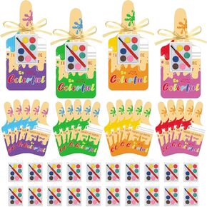 Yexiya 24 Pack End of the Year Gifts Student Paint Watercolor Paint مع 24 بطاقة ملونة من رياض الأطفال هدايا التخرج الحاضر للهدية عيد ميلاد التخرج تفضيلات التخرج