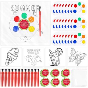 24 Sets End of School Year Coloring Gift for Students Bulk Includes Painting Cards, Mini Watercolor Kids Paint Set,5 Color Tray with Paint Brush,Student School Prizes Classroom Summer Party Exch