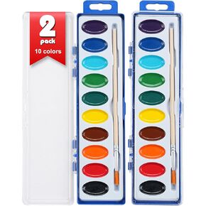 Watercolor Paint Set, Washable paint 10 Colors, 12 Sets with Brush Watercolor Paint Set