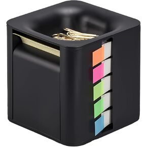 Office Creative Office 5-in-1 مذكرة وموزع العلم ، منظم مكتب Holder Memo for Office Home Post Post Note Dispenser لحامل وسادة الملاحظة أسود