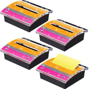 Eersida 4 Pack Pack Teacheriation Week Gifts Bulk Pink Sticky Note Holder pop up sticky note dispenser Black Base Office Desk تنظيم ملحقات مستلزمات للمعلمين المدرسي.