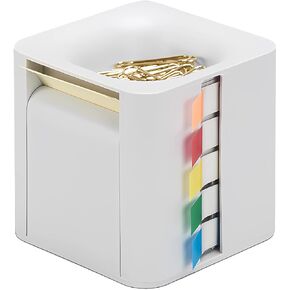 Office Creative Office 5-in-1 مذكرة وموزع العلم ، منظم مكتب Holder Memo for Office Home Post Post Note Dispenser لحامل وسادة الملاحظات الأبيض
