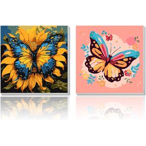 AILIBUT Paint by Numbers for Kids Ages 8-12 & Beginners - 4 Pack Animal Canvas Art Kits with Framed Painting - Easy DIY Color by Number Set for Children, Home Decor & Gifts (8x8 Inch)