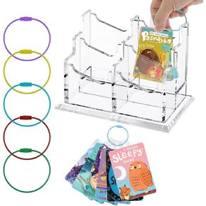 Card holder for Yoto cards,Acrylic Yoto Card Case,Large Yoto Card Storage Box with Four Compartments,Yoto Card Keyring Loop Holder Card Tabs Storage,Card Desktop Organizer Card Storage Box (Acrylic)