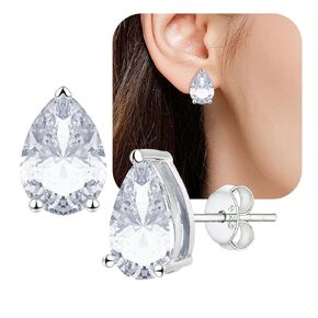 925 sterling Silver Seaddrop Stud أقراط ، Wgxia الأزرق الزركوني المكعب الزركونيا إسقاط الأقراط للنساء الأذن hypoallergenic هدية عيد ميلاد المجوهر