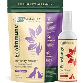 EcoMange Mange Relief for Dogs & Cats – 8 Oz. & EcoImmune System Support Supplement for Dogs & Cats - Bundle
