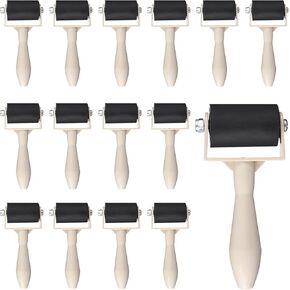 15 Pcs Rubber Brayer Roller 1.96 Inch Brayer Rollers for Crafting Paint Brush Ink Applicator Art Craft Oil Painting Tool for Printmaking, Wallpapers Stamping Gluing