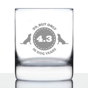30th Birthday Dog Years - Whiskey Rocks Glass Gift - Unique Funny Bday Gifts for Women and Men Turning 30-10.25 oz Glasses
