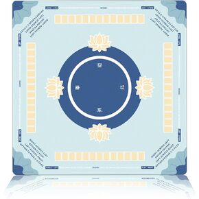 Mahjong Mat with Rules - 3.8mm Thickened Noise Reducing Mahjong Table Mat for Poker Card Board & Tile Games (31.5inx31.5in, Non-Slip)
