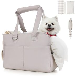 Dog Carriers for Small Dogs, Soft Sided Folding Small Dog Carrier for Dogs Medium Cats Puppies up to 13 Lbs, Washable Breathable Puppy Carrie Carrier for Outdoor Travel (Small Beige)