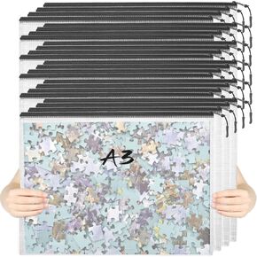24pcs Mesh Zipper Pouch Puzzle Storage Bags A3 17x12 Inches Large File Bags Black Reusable Zipper Pouches for Organizing, Classroom Board Game Organization in Kuwait