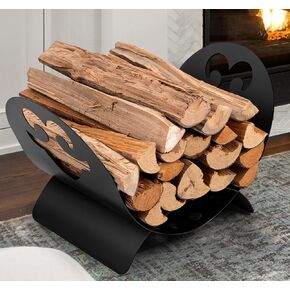 Amagabeli Firewood Rack Indoor Carrier Metal Fireplace Log Holder Basket Outdoor Wrought Iron Wood Stove Rack Storage Metal Large Accessories Black