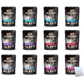 Huge Grain Free Wet Cat Food Pouches for Merrick-Backcountry - All 6 Flavors: Beef, Chicken, Whitefish, Turkey, Duck, and Rabbit - Plus Pet Paws Notepad (3oz Each, 12 Pouches Total)