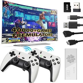 Upgraded Model Wireless Retro Game Stick,Retro Video Game Console,9 emulators, (64G),with Over 40000 Built-in Electronic Games,4K HDMI Output,Dual 2.4G Wireless Control Plug and Play Retro Game