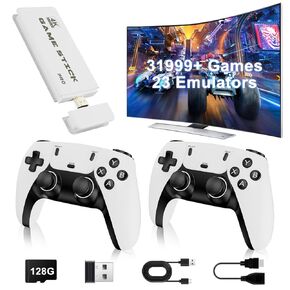 2025 وحدة تحكم لعبة Retro جديدة ، Retro Game Stick Pro ، 31999+ ألعاب فيديو كلاسيكية مع 4K HDMI ، 23 وحدة تحكم محاكي ، توصيل وتشغيل ألعاب الفيديو للتلفزيون ، تم ترقيته Dual 2.4G Wireless Controllers 128GB