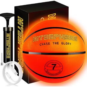 توهج في كرة السلة المظلمة للأطفال الذين تتراوح أعمارهم بين 8 و 15 عامًا - Light Up Toy Basketball - Size 7 ، 29.5 "، LED LID - NIGH