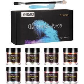 مسحوق ميكا Chameleon ، 8 × 5 غرام من مسحوق الميكا للون الراتنج ، ومسحوق الصباغ الميكا للطلاء الزيت ، والأظافر ، والأظافر ، الوحل