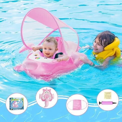 EagleStone Pool Float with Canopy, Swimming Pool Float, Baby Pool Float 3-36 Months, Fun Gifts Pool Toys for Pool Game, Baby Float with Canopy in Saudi Arabia