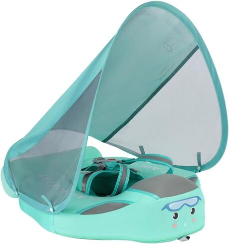 2025 New Mambobaby Float, Baby Floats with Canopy for Waist Swimming Ring Non-Inflatable Pool Floats with Adjustable Safety Strap &Upgrade Add Tail for Infant Toddler 3-24 Months (Green) in Saudi Arabia
