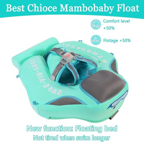 2025 New Mambobaby Float, Baby Floats with Canopy for Waist Swimming Ring Non-Inflatable Pool Floats with Adjustable Safety Strap &Upgrade Add Tail for Infant Toddler 3-24 Months (Green) in Saudi Arabia