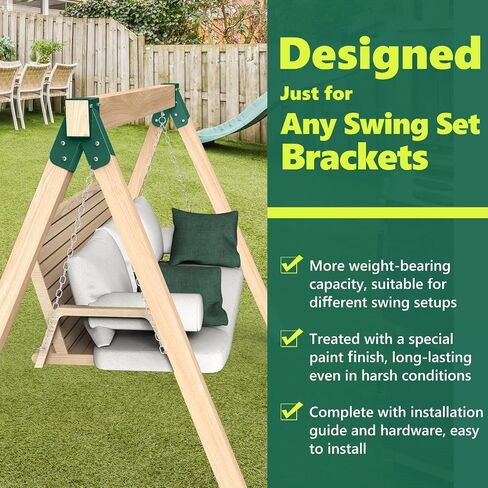 Swing Set Brackets, Heavy Duty Swingset Hardware Set with Mounting Accessories 4x4 A Frame Swing Kit Bracket DIY for Playground Outdoor Green 2PCS in Saudi Arabia