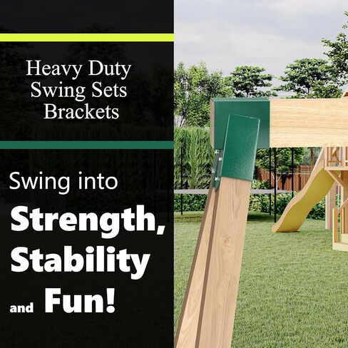 Swing Set Brackets, Heavy Duty Swingset Hardware Set with Mounting Accessories 4x4 A Frame Swing Kit Bracket DIY for Playground Outdoor Green 2PCS in Saudi Arabia