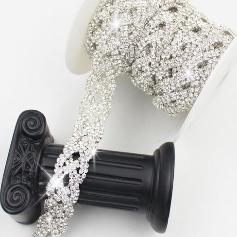 PEARLY JUN 1 Yard Rhinestone Trim Chain Silver Rhinestone Stringing DIY Jewelry Wedding Party Bracelets Craft Bridal Bouquets Embellishment Accessories in Saudi Arabia