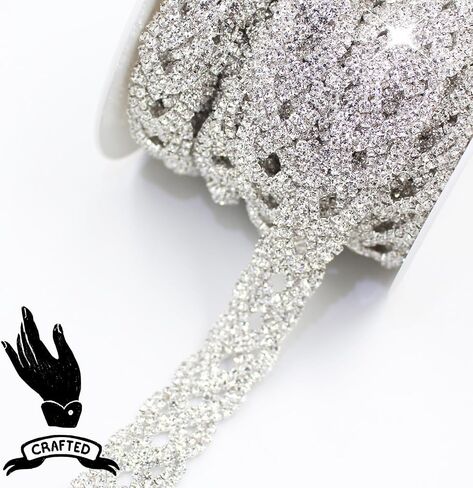 PEARLY JUN 1 Yard Rhinestone Trim Chain Silver Rhinestone Stringing DIY Jewelry Wedding Party Bracelets Craft Bridal Bouquets Embellishment Accessories in Saudi Arabia