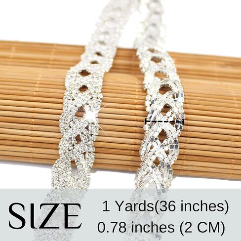 PEARLY JUN 1 Yard Rhinestone Trim Chain Silver Rhinestone Stringing DIY Jewelry Wedding Party Bracelets Craft Bridal Bouquets Embellishment Accessories in Saudi Arabia