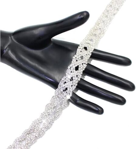 PEARLY JUN 1 Yard Rhinestone Trim Chain Silver Rhinestone Stringing DIY Jewelry Wedding Party Bracelets Craft Bridal Bouquets Embellishment Accessories in Saudi Arabia