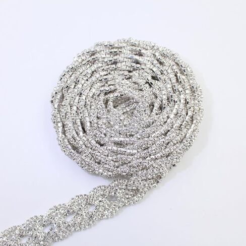 PEARLY JUN 1 Yard Rhinestone Trim Chain Silver Rhinestone Stringing DIY Jewelry Wedding Party Bracelets Craft Bridal Bouquets Embellishment Accessories in Saudi Arabia