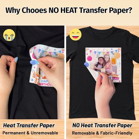 TransOurDream NO Heat Transfer Paper for Dark T Shirts (20 Sheets, 8.5x11"), Printable Heatless Transfer Vinyl for Inkjet Printers, Removable Transfers for Dark Fabrics in Saudi Arabia