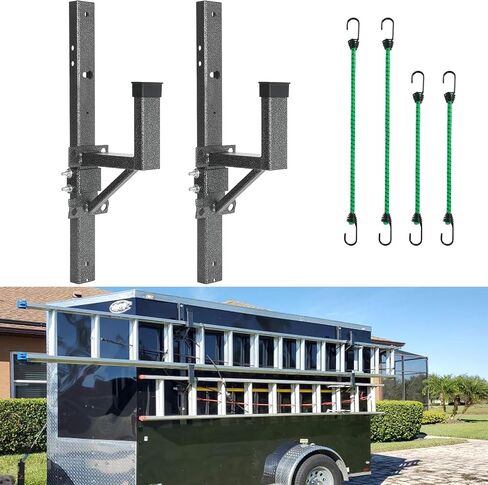 Aluminum Side Mount Trailer Ladder Rack, Lightweight Rustproof Adjustable Ladder Rack for Open and Enclosed Trailer Exterior Side Wall, 150 LBS Capacity - Carry 1 Ladder in Saudi Arabia
